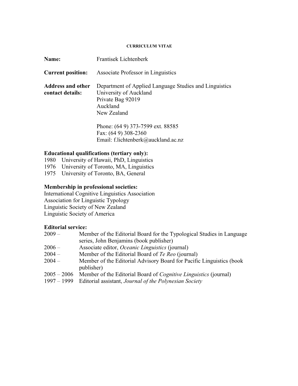 Curriculum Vitae s127