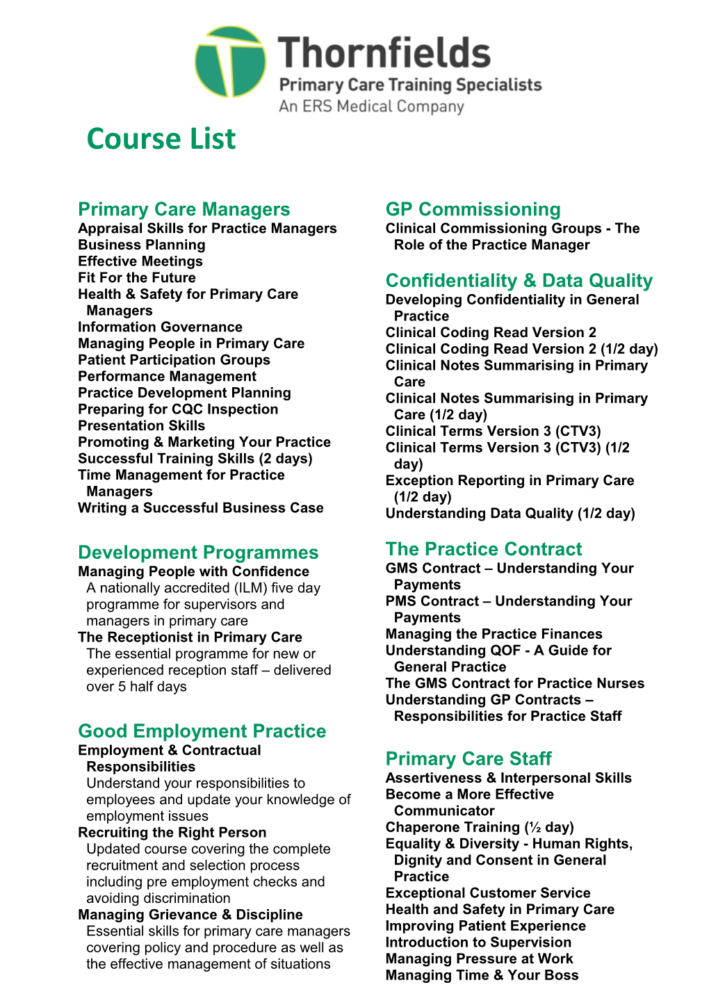 Primary Care Managers