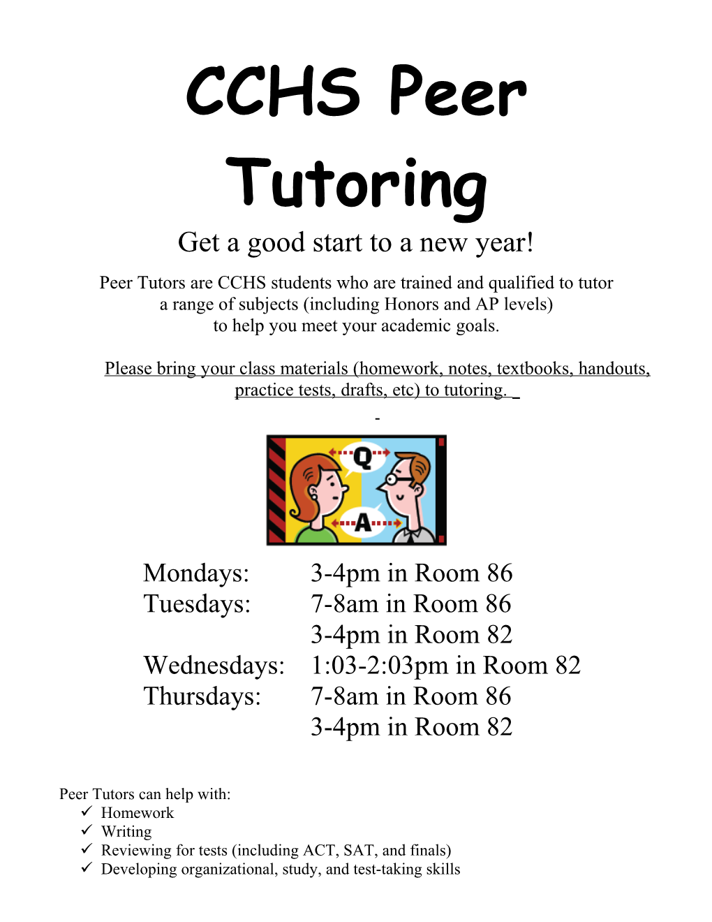 CCHS Peer Tutoring