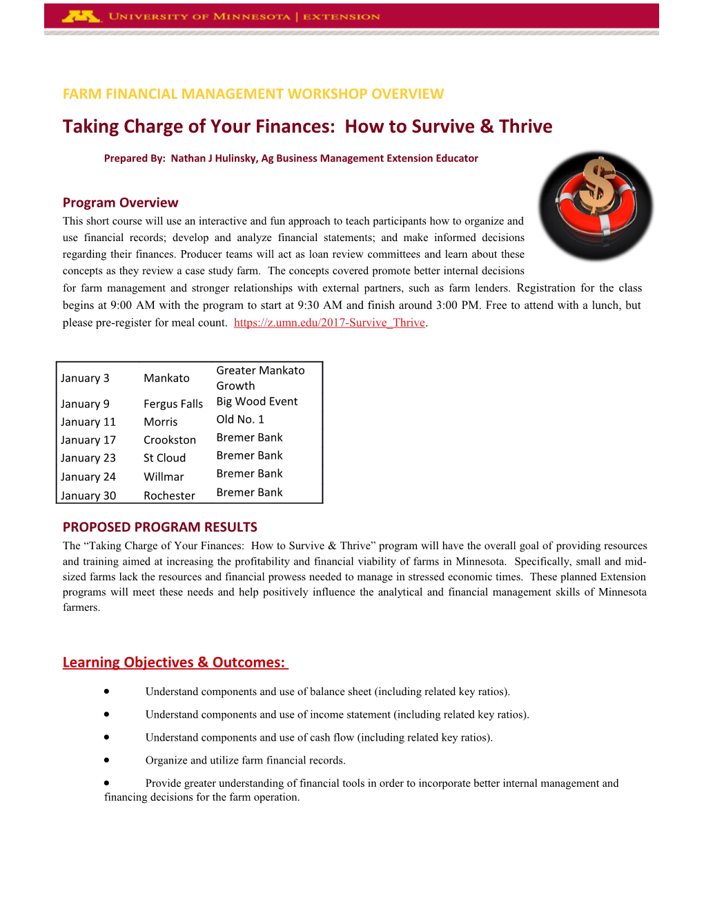 Farm Financial Management Workshop Overview