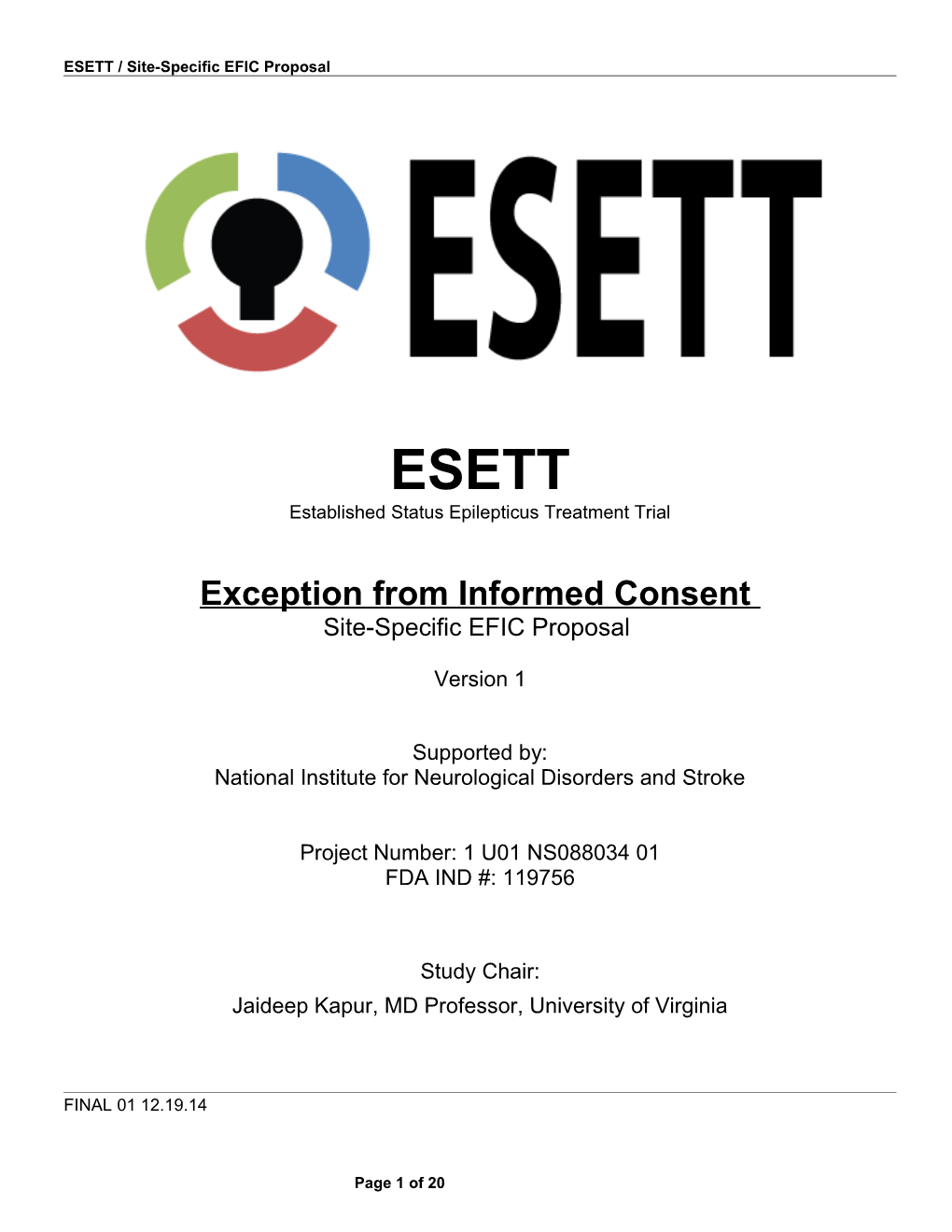 ESETT / Site-Specific EFIC Proposal