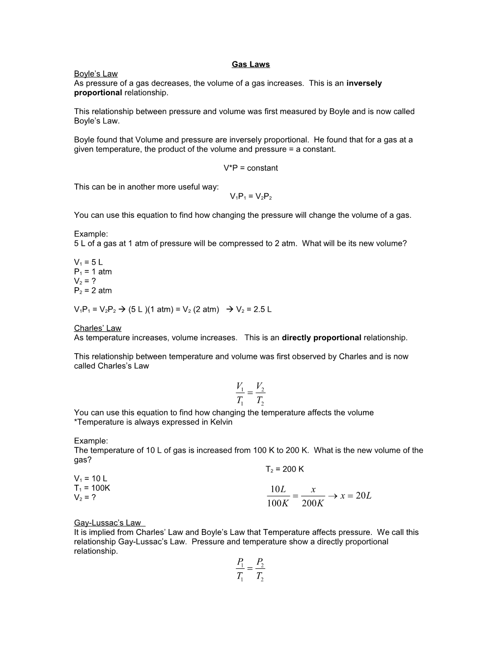 As Pressure of a Gas Decreases, the Volume of a Gas Increases. This Is an Inversely Proportional