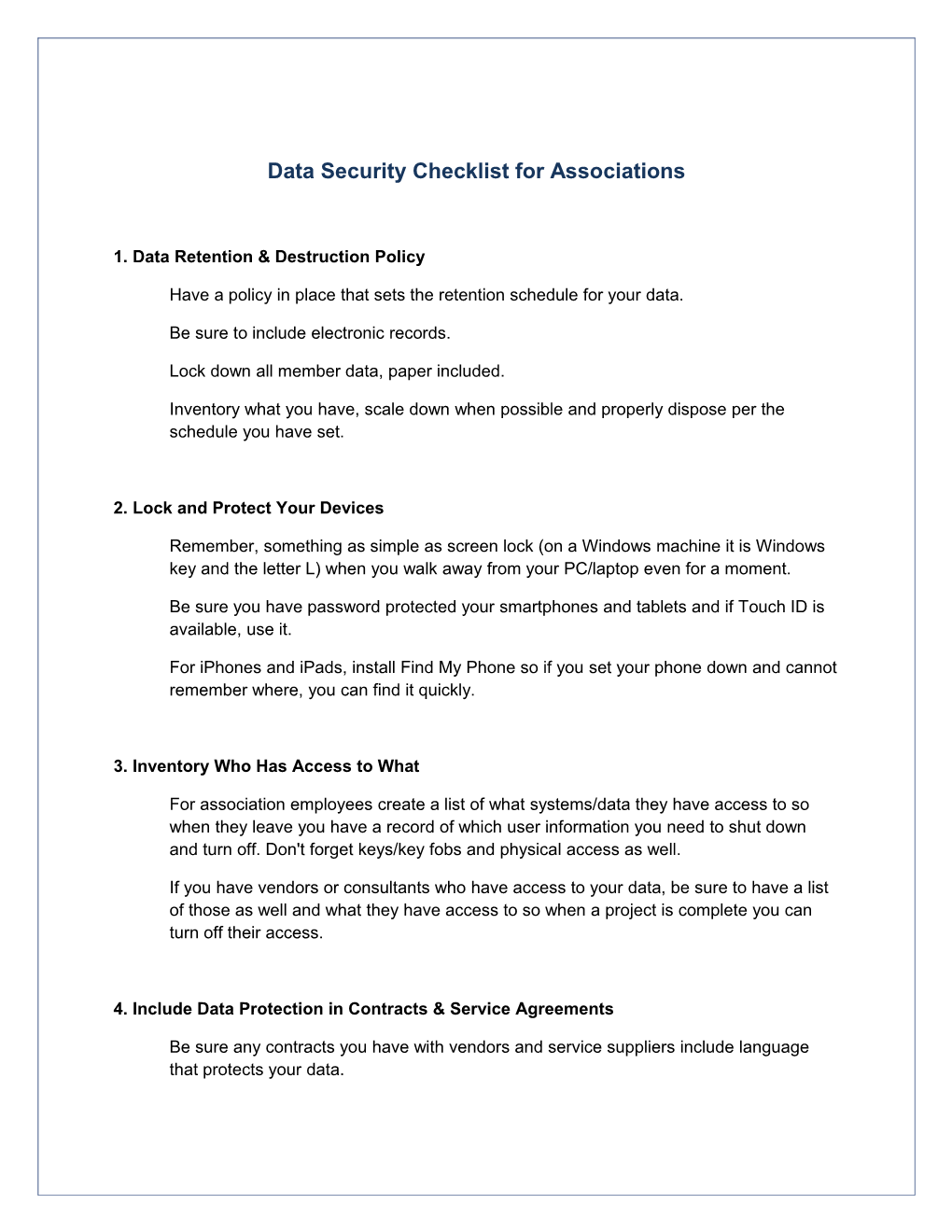 Data Security Checklist for Associations