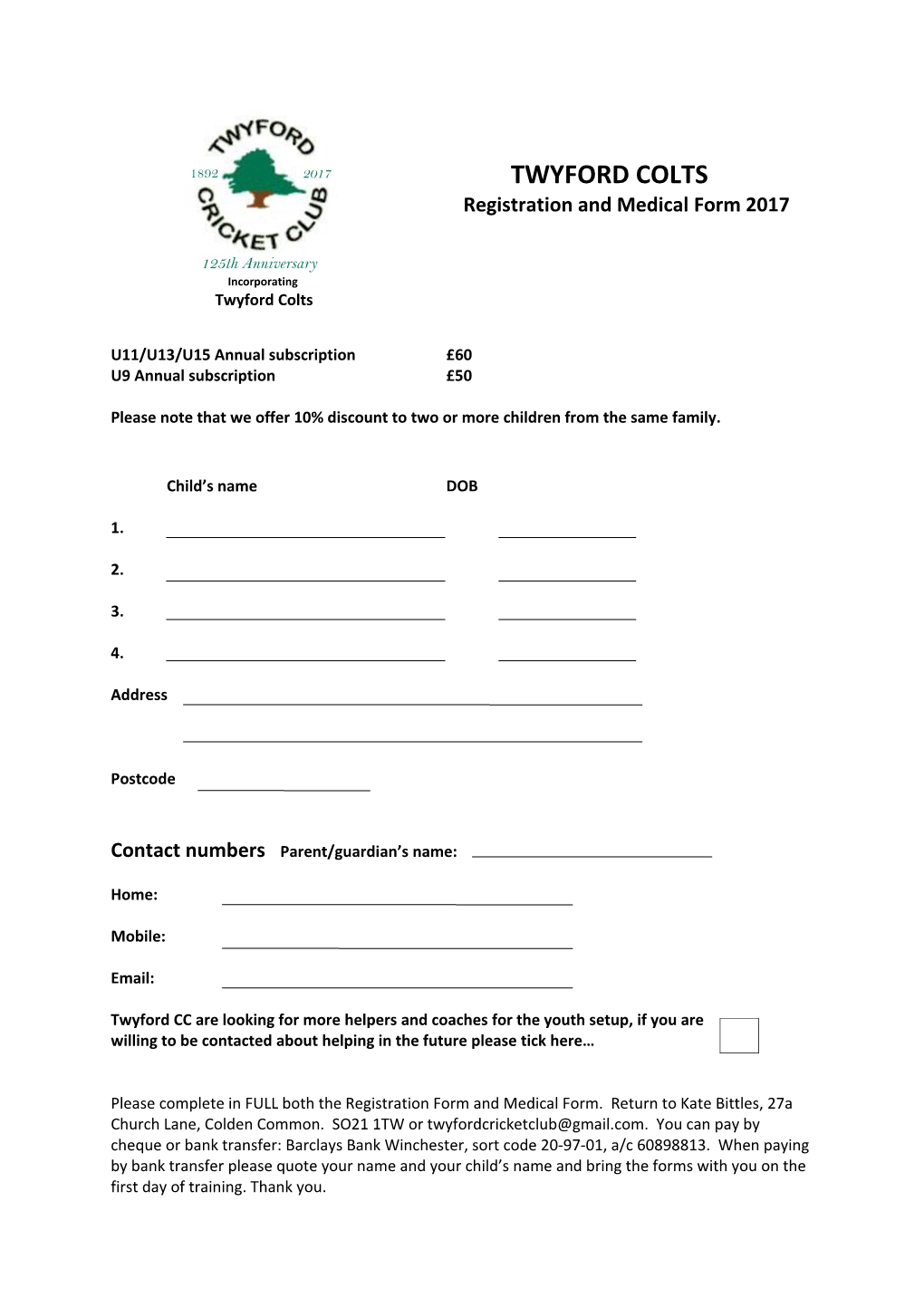 U11/U13/U15 Annual Subscription 60