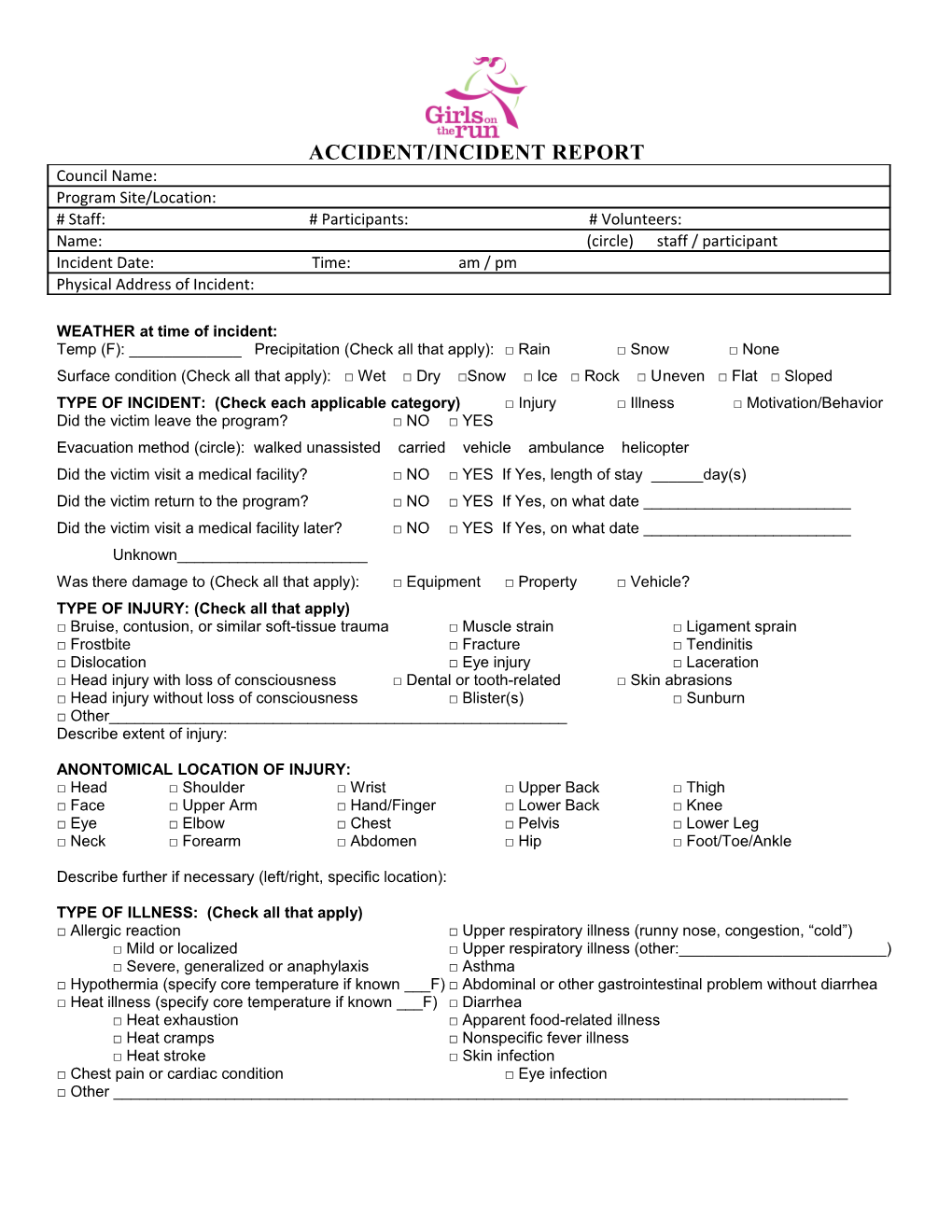 Accident/Incident Report