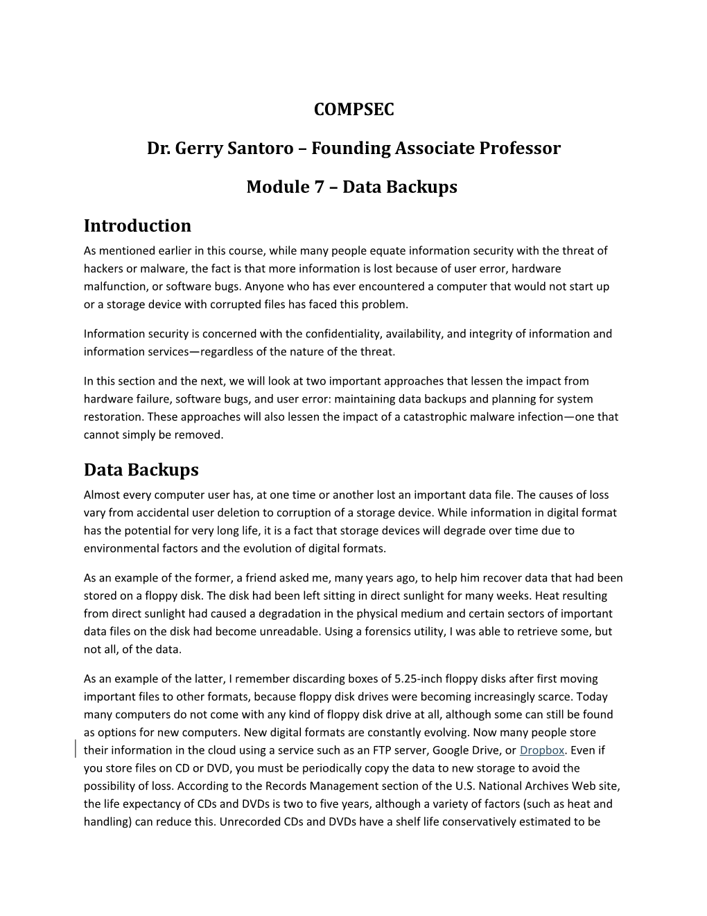 Dr. Gerry Santoro Founding Associate Professor s1