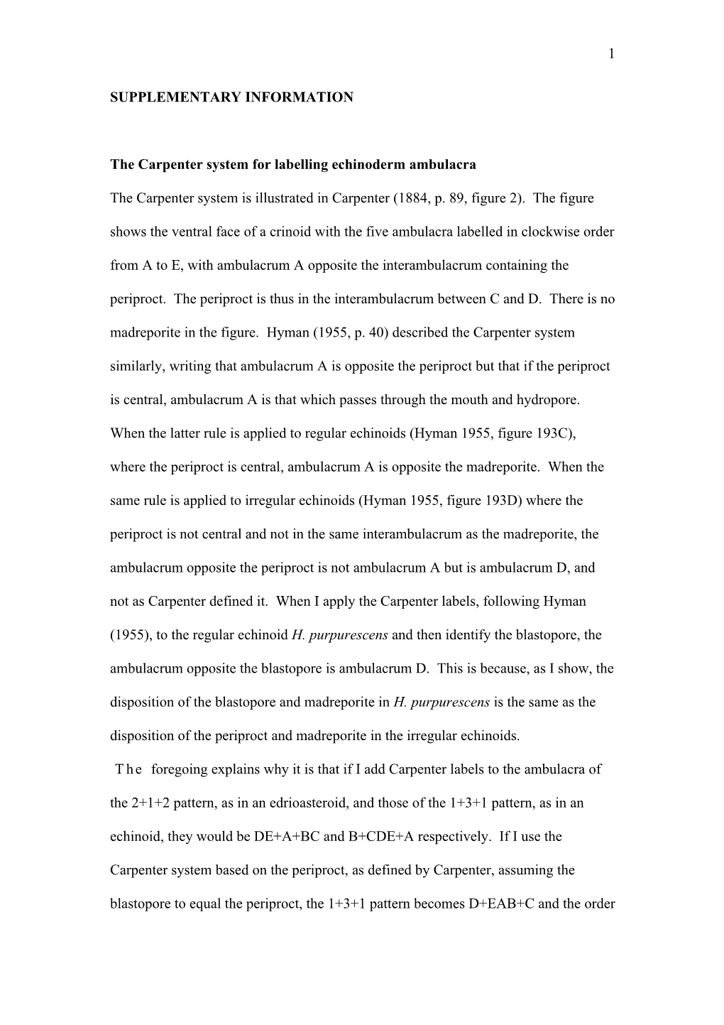 The Carpenter System for Labelling Echinoderm Ambulacra