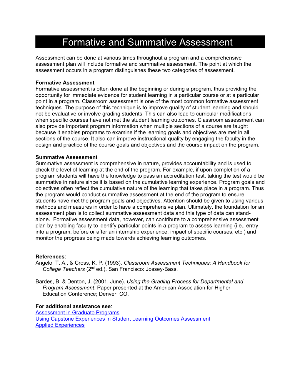 Formative and Summative Assessment