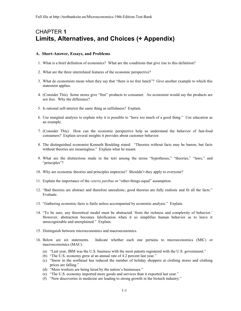 Limits, Alternatives, and Choices (+ Appendix)