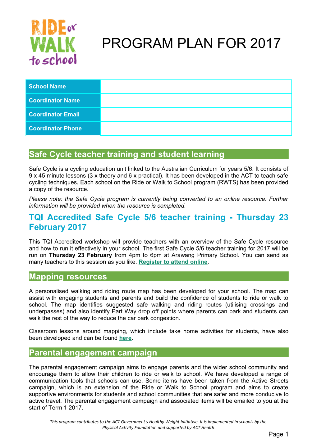 Safe Cycle Teacher Training and Student Learning