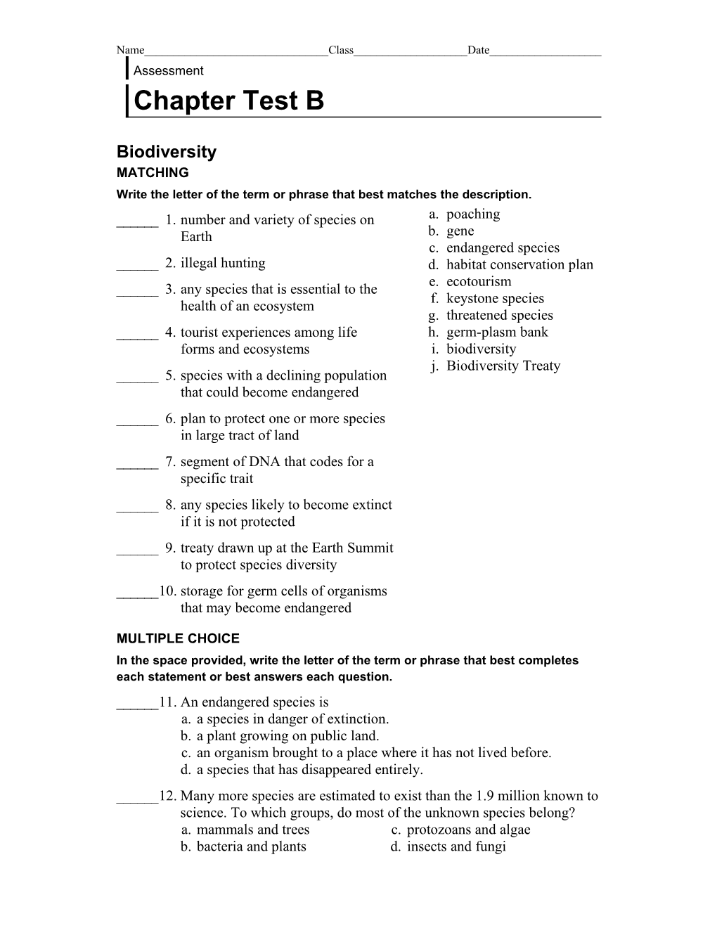 Write the Letter of the Term Or Phrase That Best Matches the Description