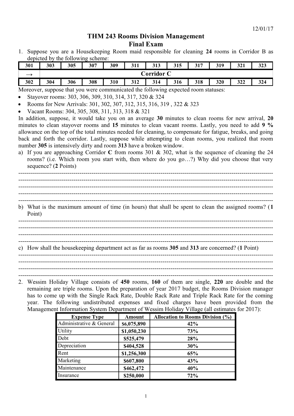 THM 243 Rooms Division Management