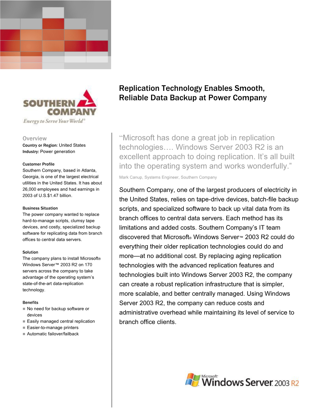 Replication Technology Enables Smooth, Reliable Data Backup at Power Company