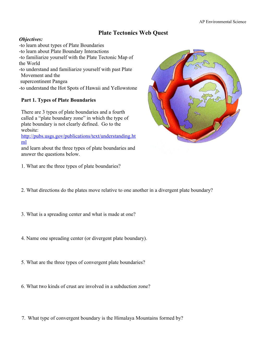 Plate Tectonics Lab