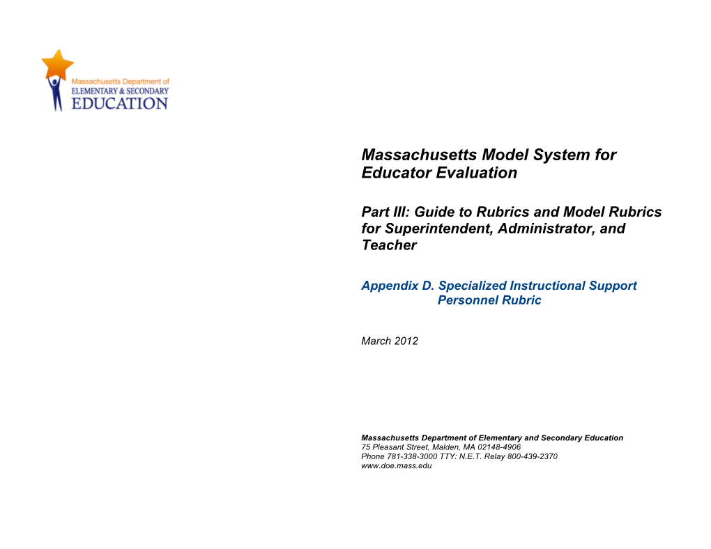 ESE Part III Appendix D SISP Rubric