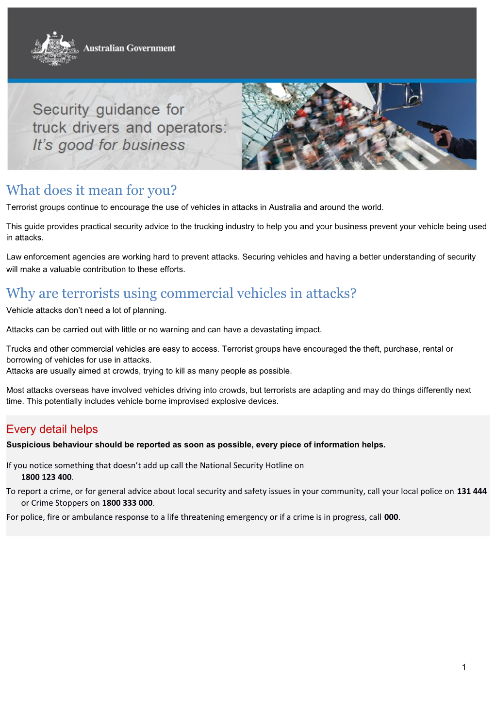 Security Guidance for Truck Drivers and Operators: It's Good for Business