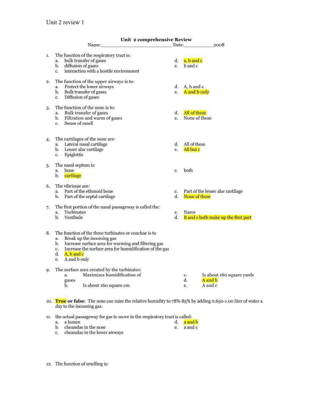 Unit 2 Comprehensive Review