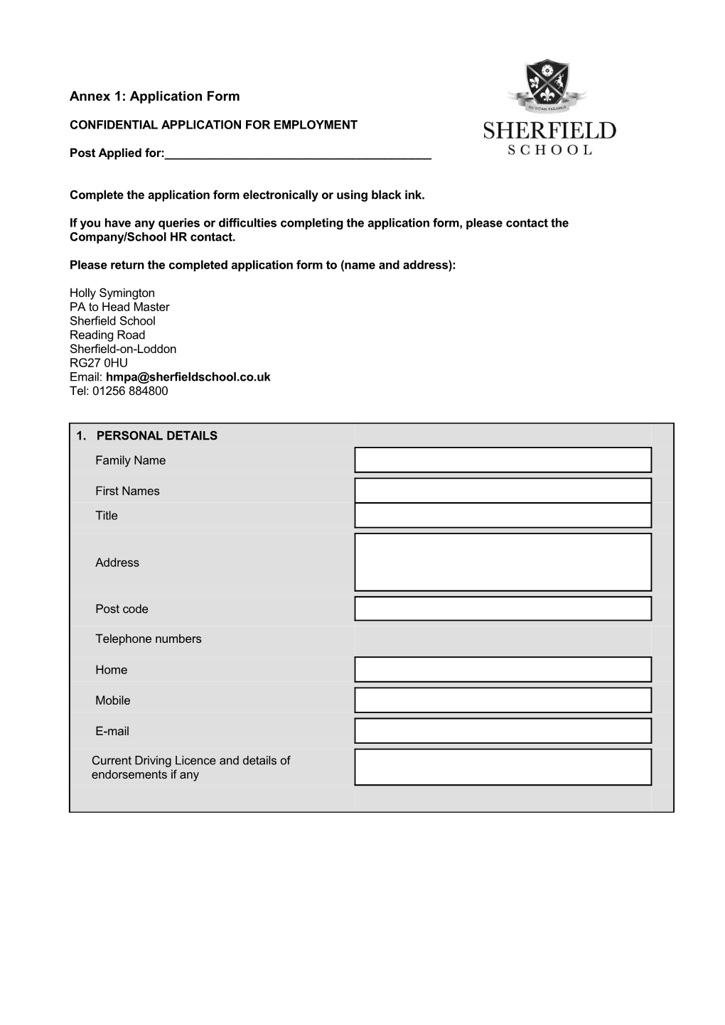 Annex 4: Application Form