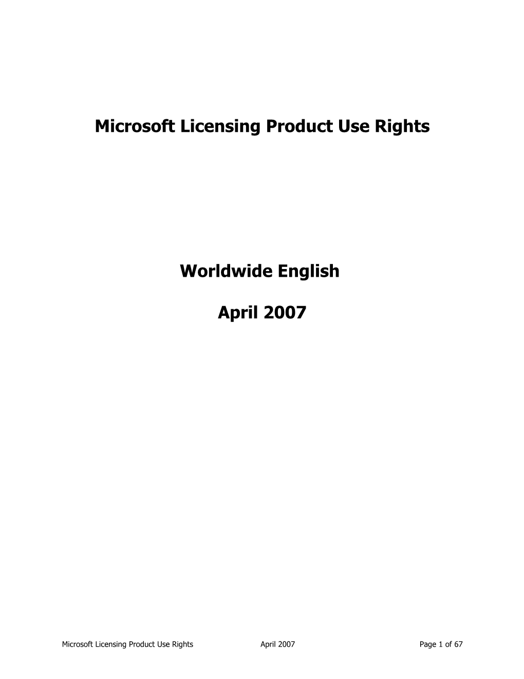 Microsoft Licensing Product Use Rights