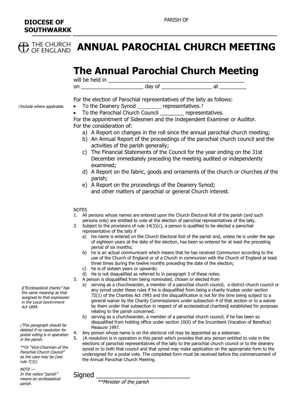 Annual Parochial Church Meeting