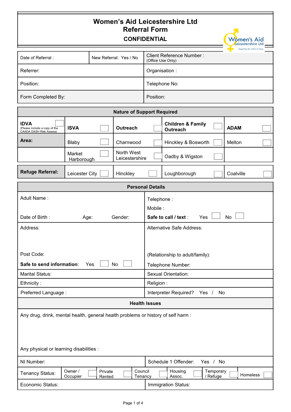 Continuation Sheet - Referral Form