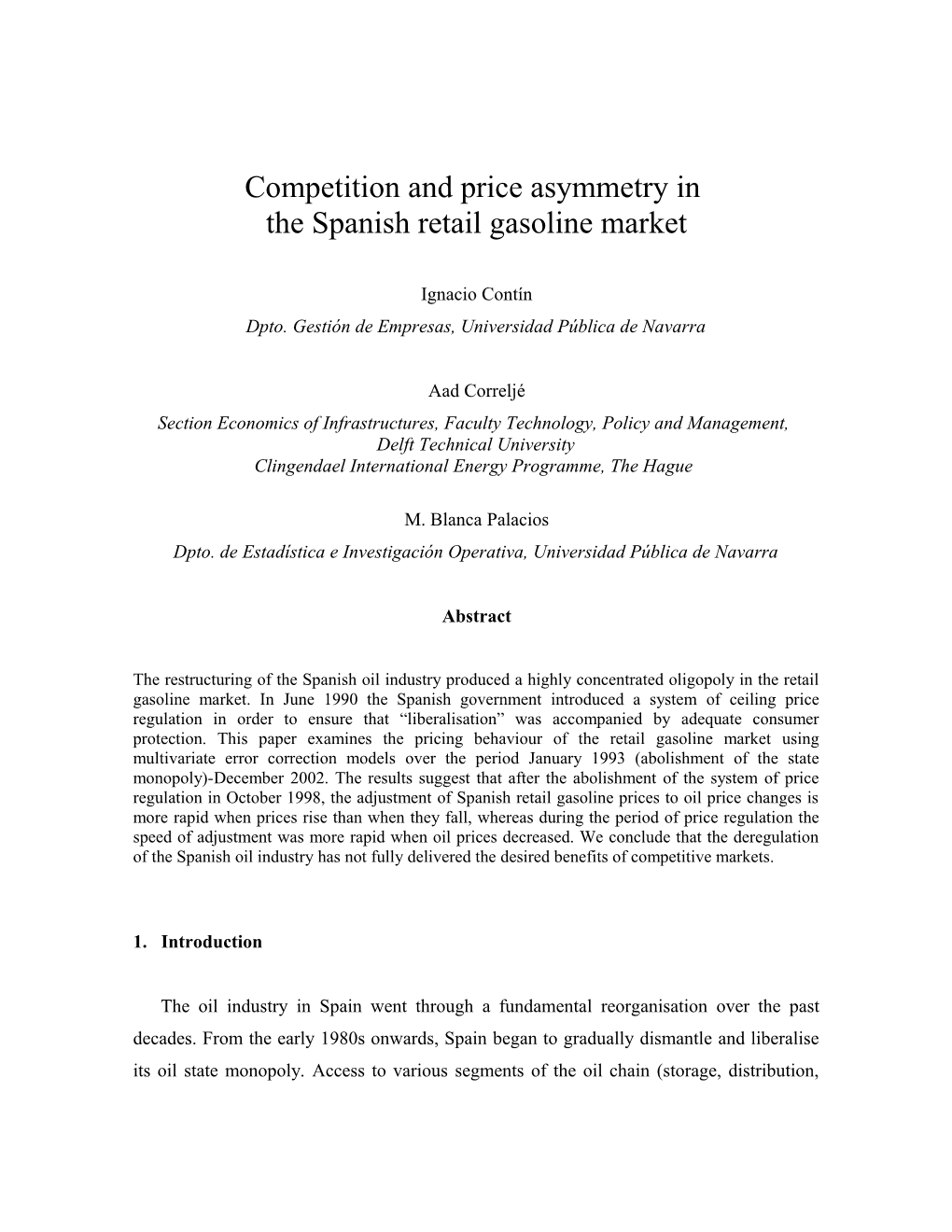 Competition and Price Asymmetry In