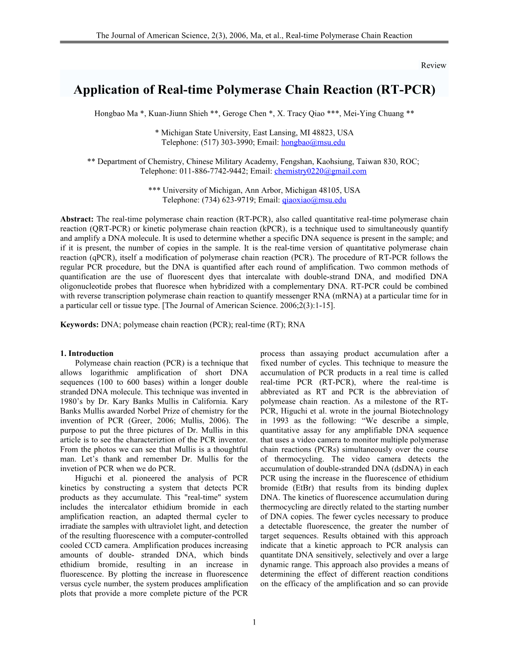 Real-Time Polymerase Chain Reaction