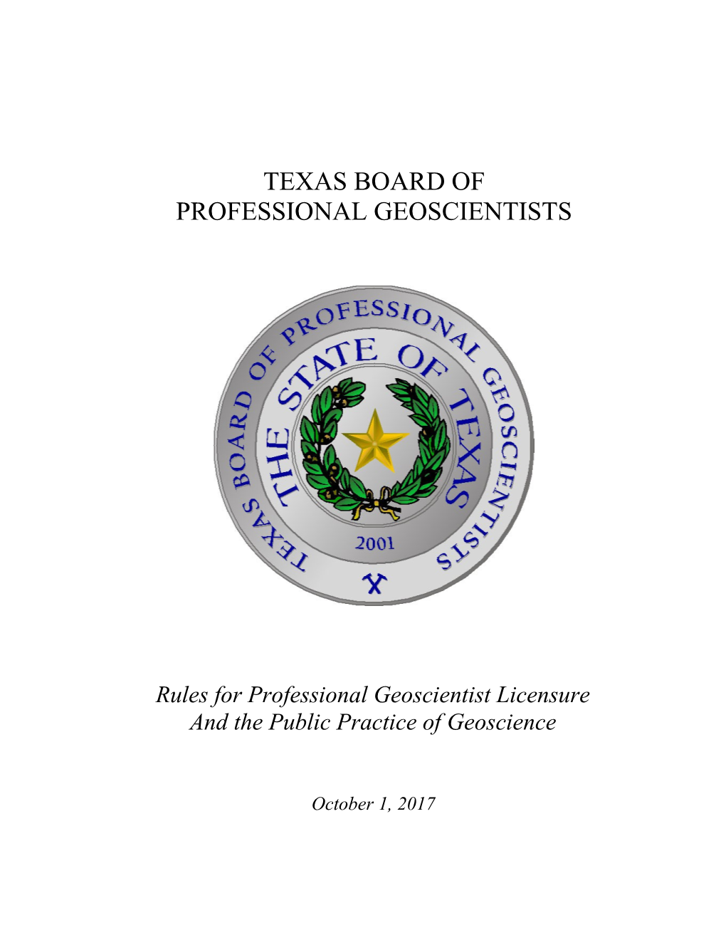 Rules for Professional Geoscientist Licensure