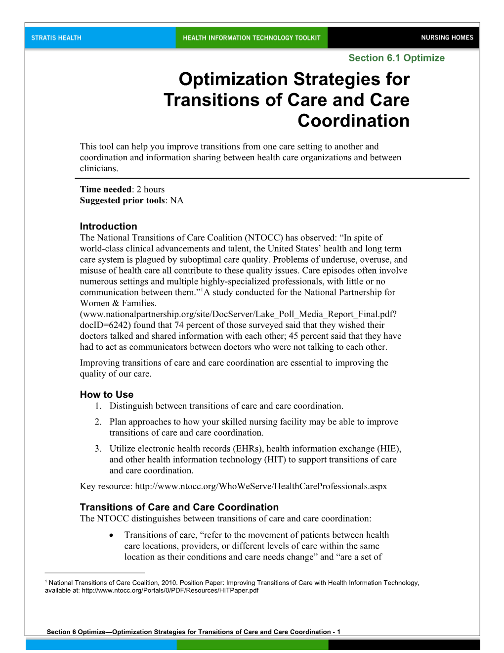 6 Optimization Strategies for Transitions of Care and Care Coordination