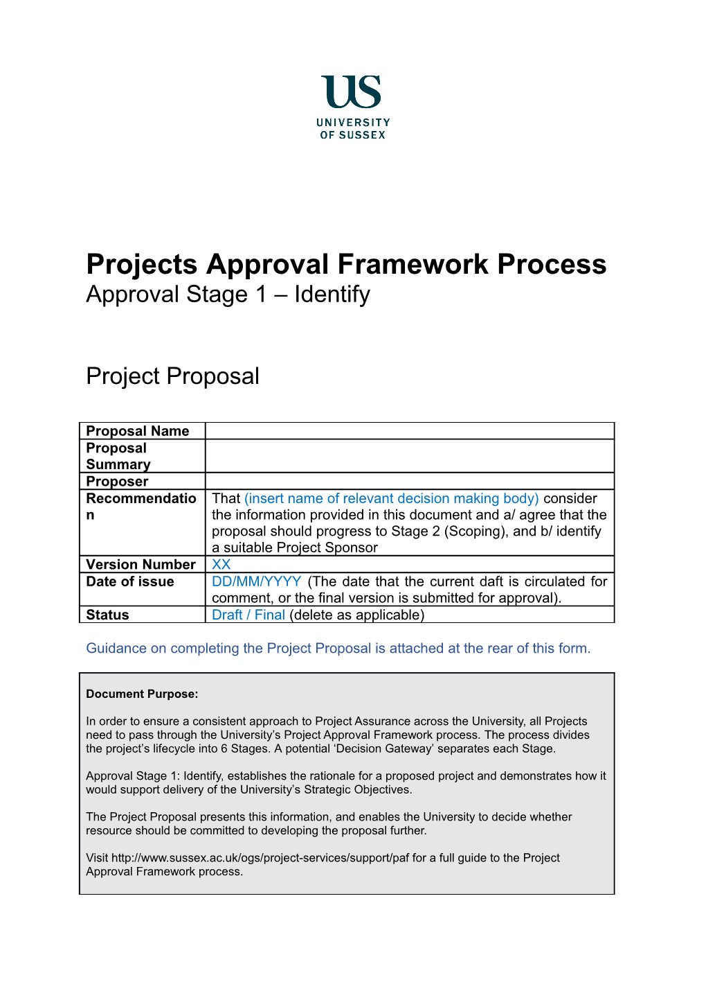 Projects Approval Framework Process