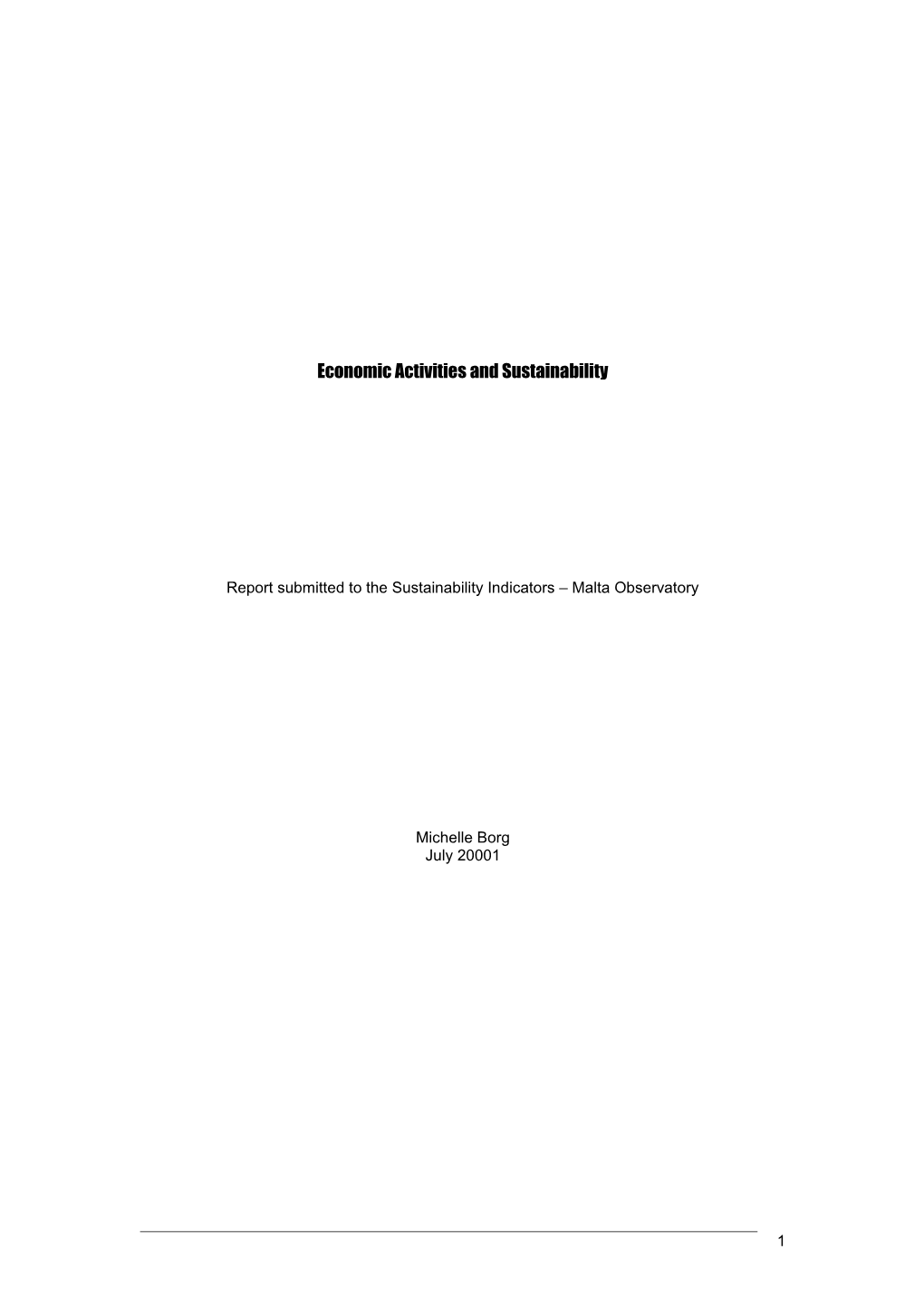 Economic Activities and Sustainability