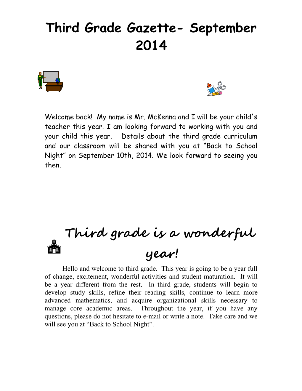 Third Grade Gazetter- September