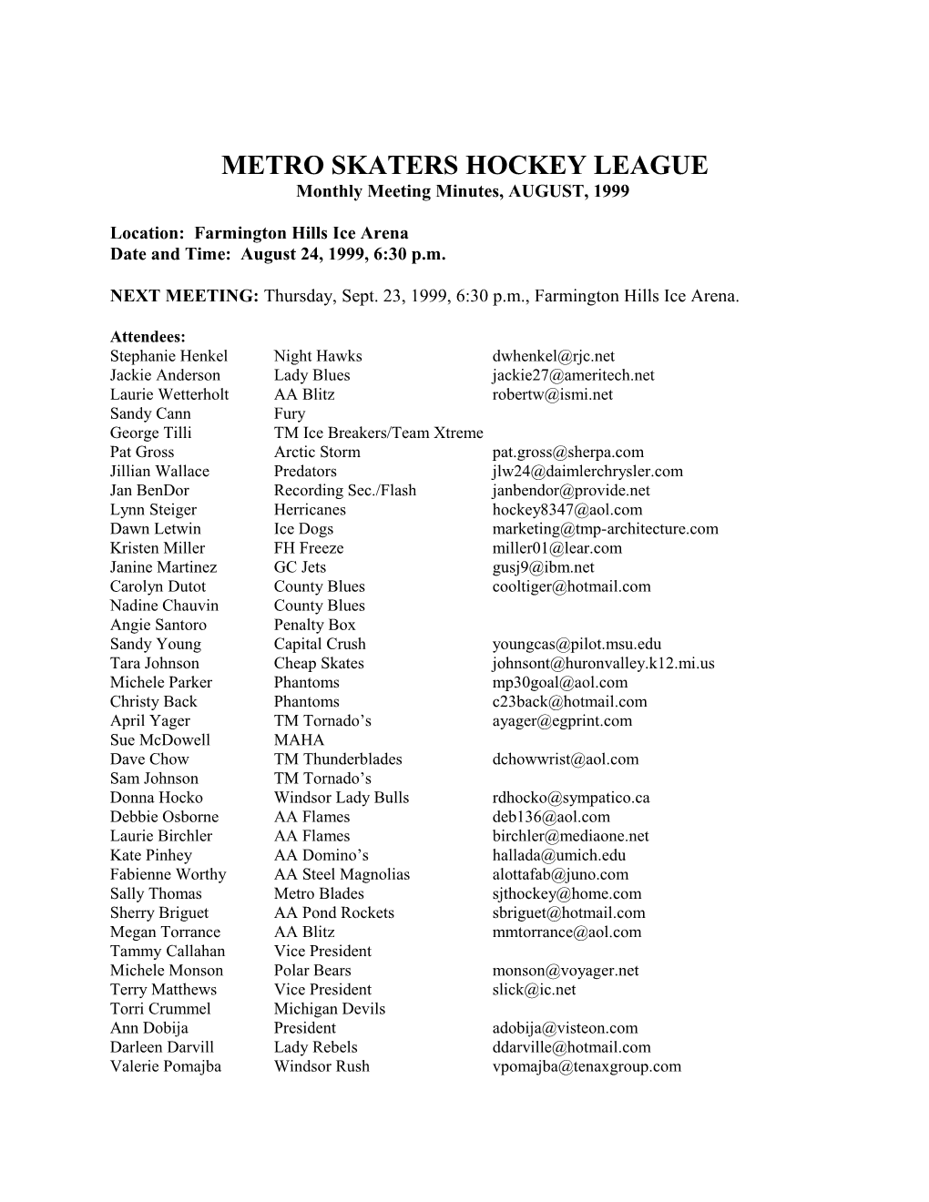 Metro Skaters Hockey League