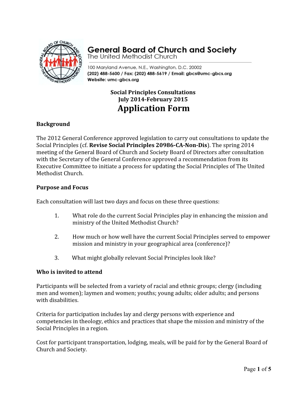 Central Conference Scholarship Application
