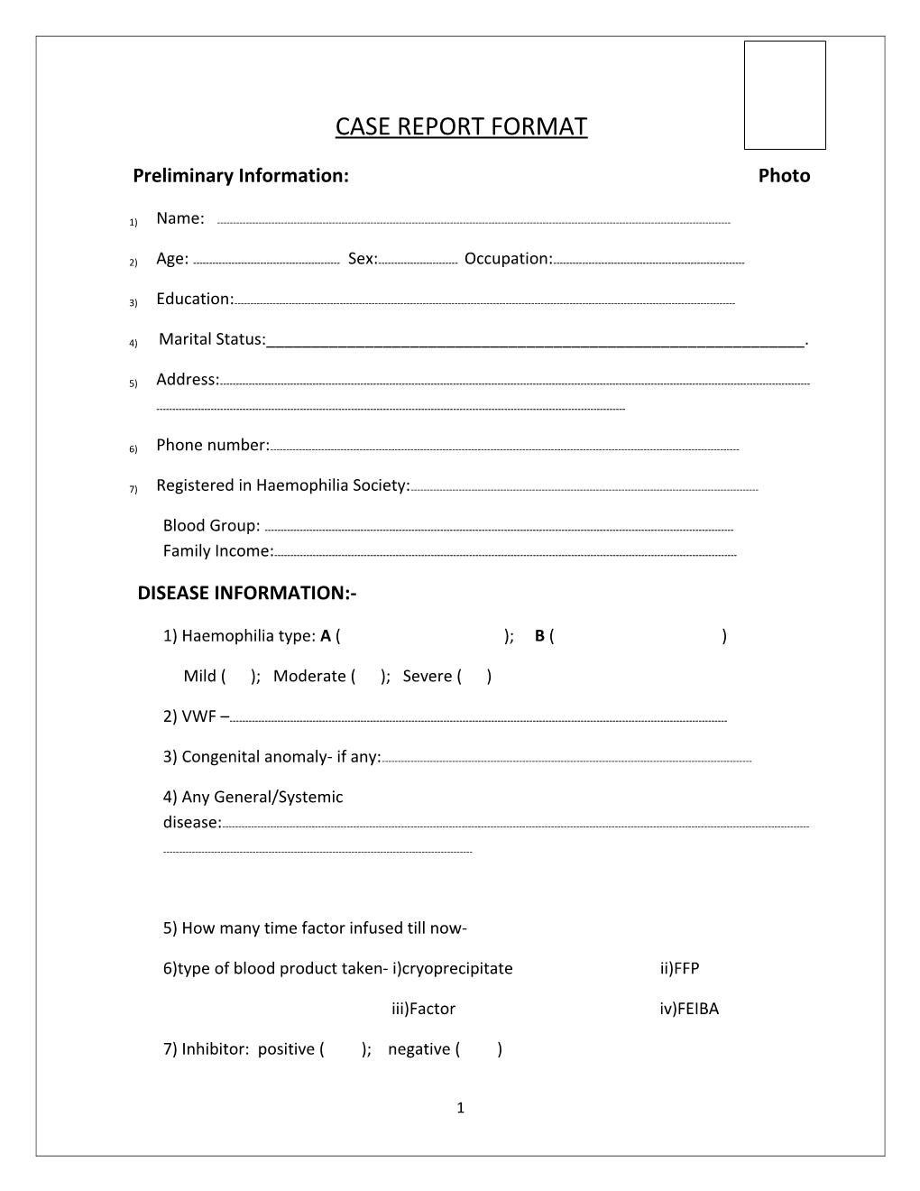 Case Report Format