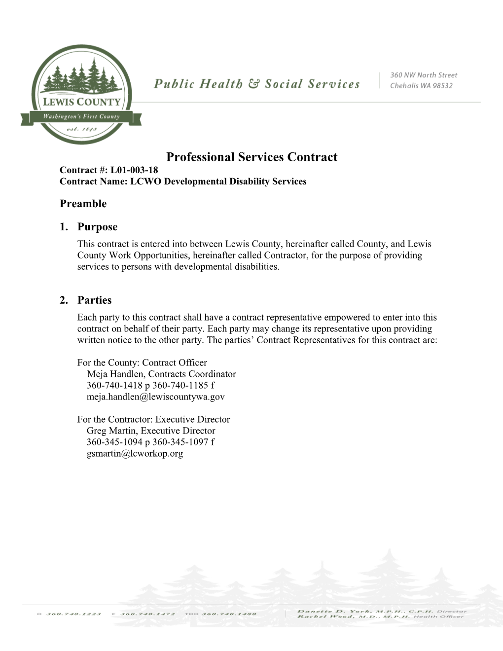 Professional Services Contract L01-003-18 LCWO 12/18