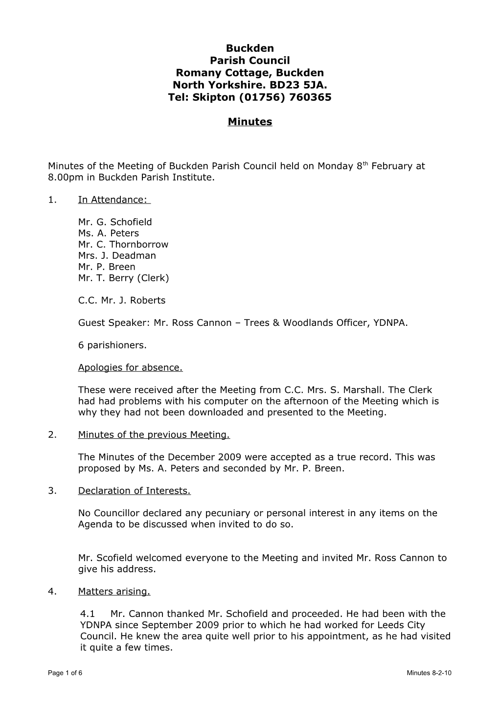 Agenda for Meeting of Buckden Parish Council to Be Held on Monday 11Th September at 8 s1