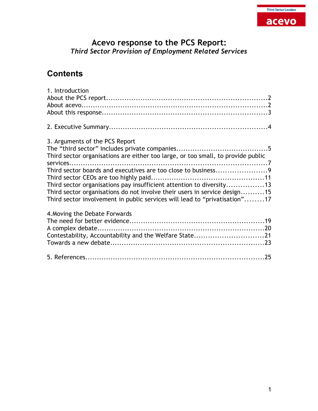 PCSU Report: Third Sector Provision of Employment Related Services