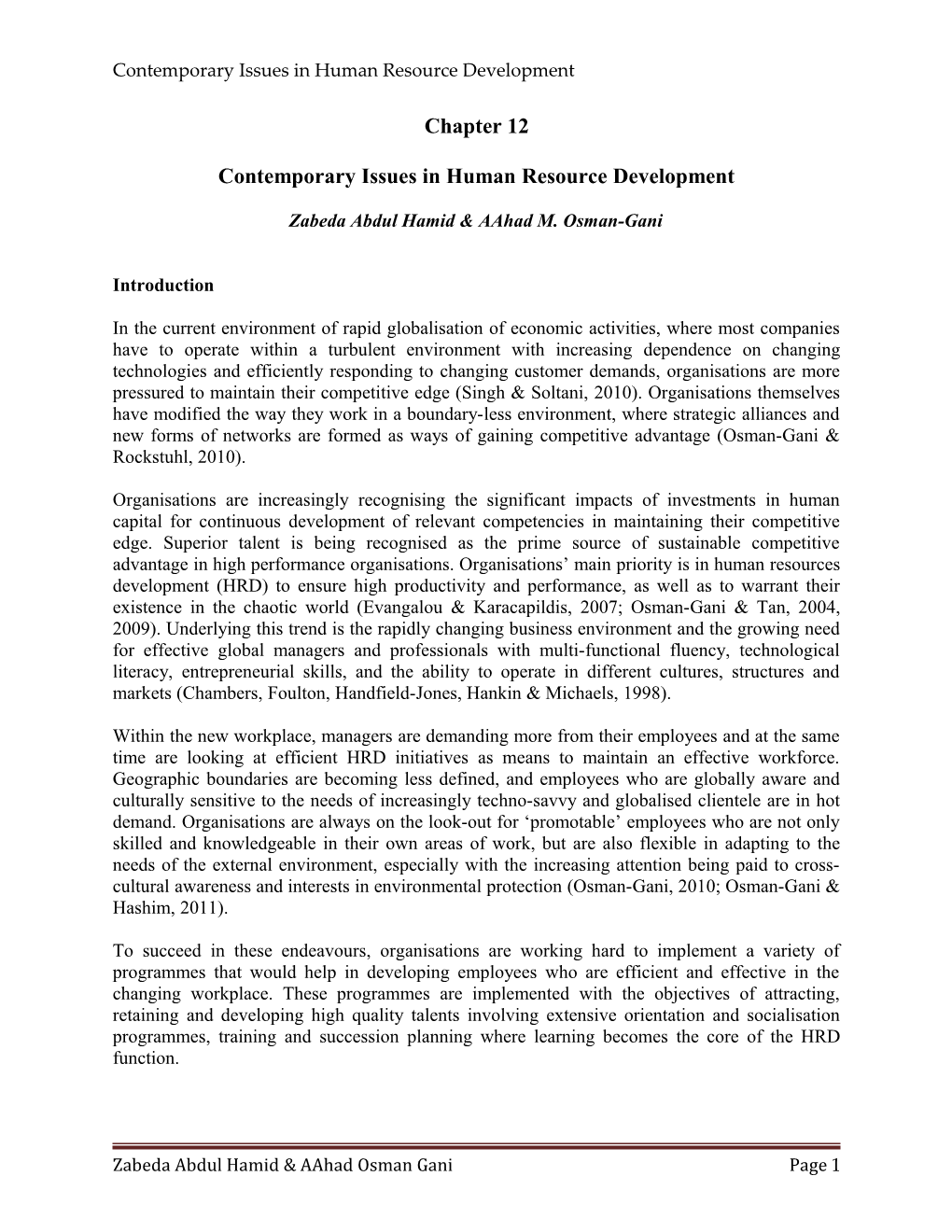 Contemporary Issues in Human Resource Development