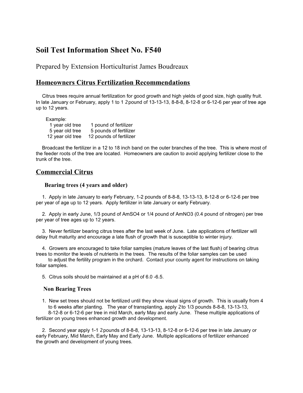 Soil Test Information Sheet No