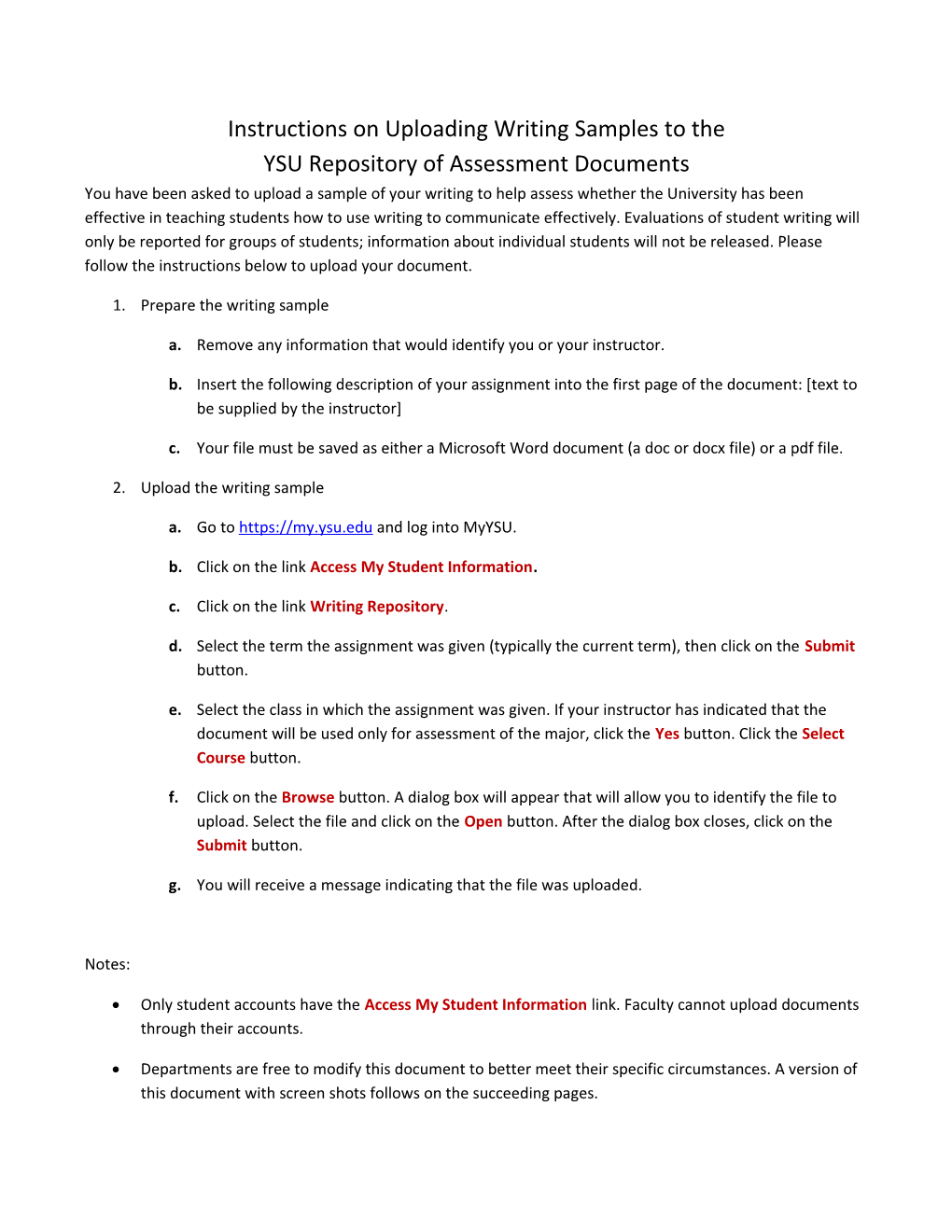 Instructions on Uploading Writing Samples to The