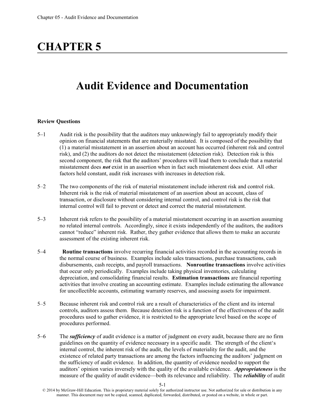 Chapter 05 - Audit Evidence and Documentation