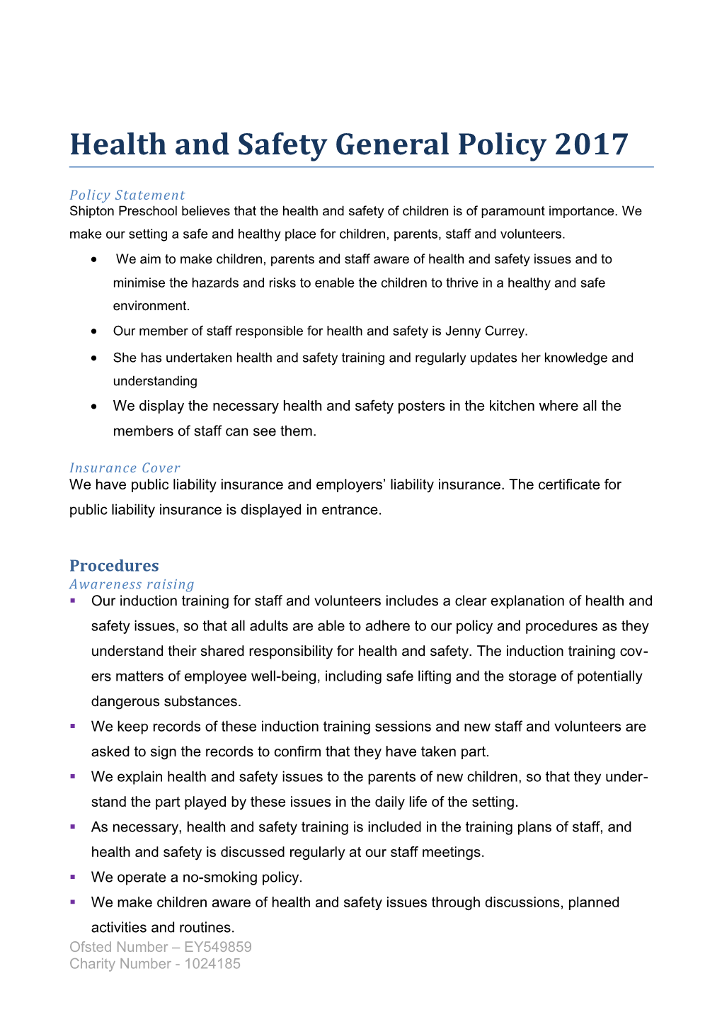Health and Safety General Policy 2017