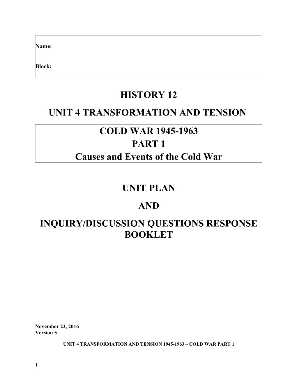 Unit 4 Transformation and Tension