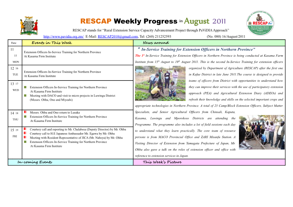 RESCAP Weekly Bulletin in March 2011 s1