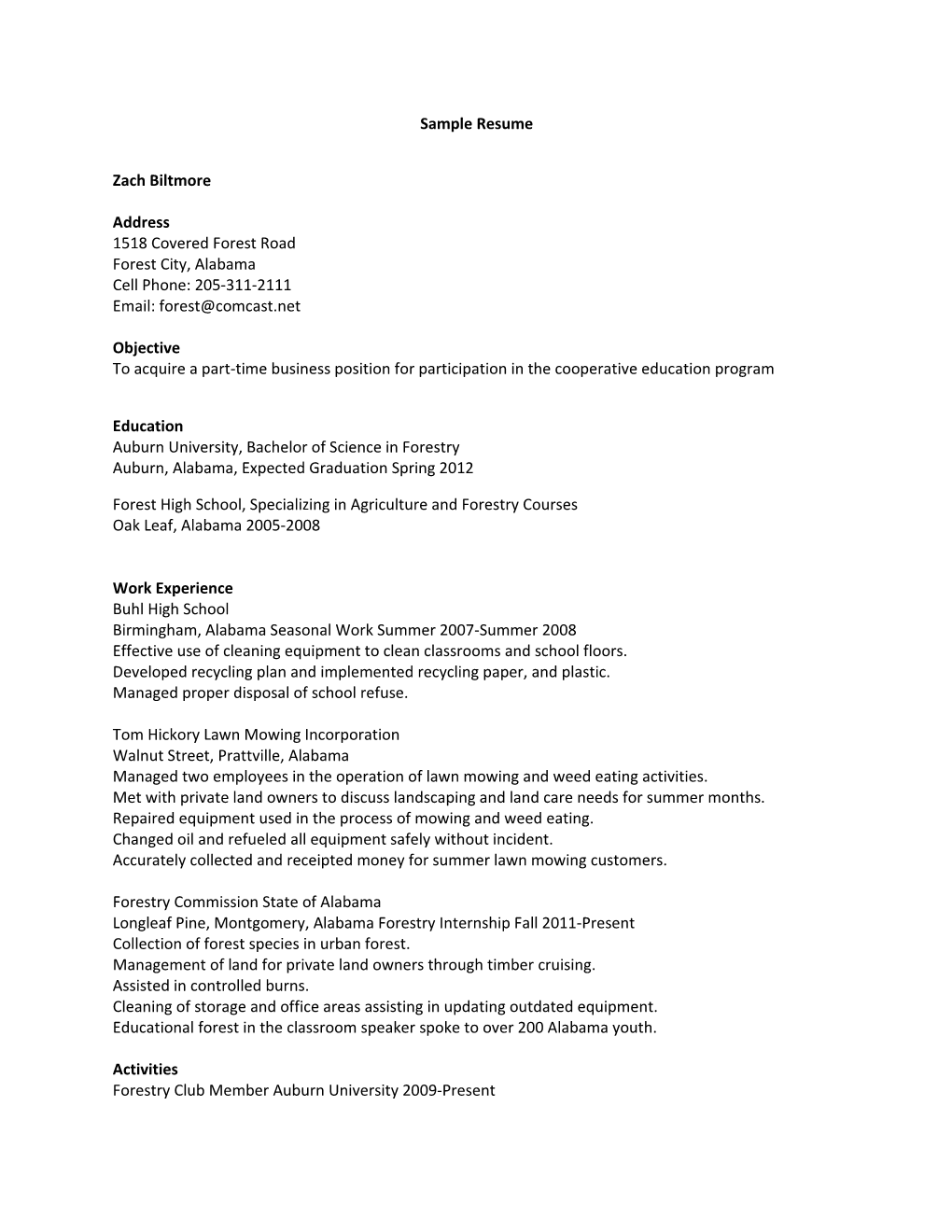 Sample Resume