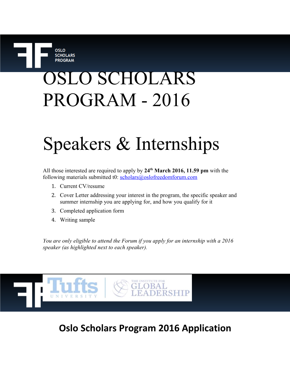 Oslo Scholars Program - 2016