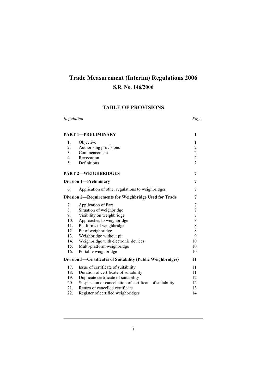 Trade Measurement (Interim) Regulations 2006
