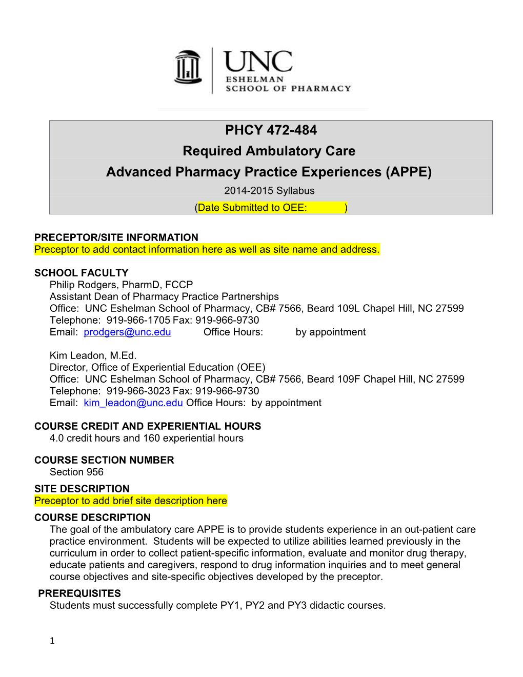 Advanced Pharmacy Practice Experiences (APPE)