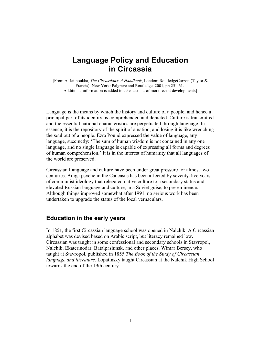 Language Policy and Education